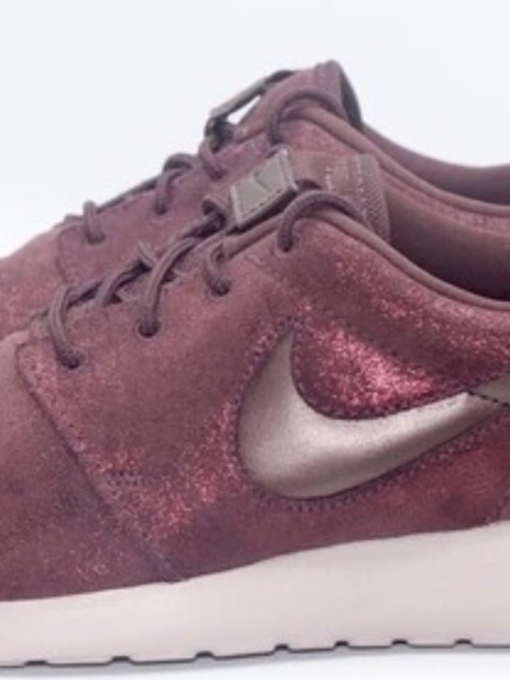Nike roshe one Glitter Maroon Sneakers with Metallic Silver Swoosh 7.5